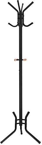 SONGMICS Garderobenständer, Kleiderständer, 49 x 176 cm, 12 Haken, für Mäntel, Hüte, Taschen, Metall, schwarz RCR17B
