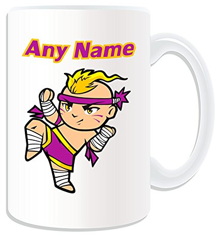 Personalisierbares Geschenk – Große Tasse für Muay Thai Boxen Knie Kickboxen Kampfsport Design Design Weiß – Jeder Name/Nachricht auf Ihrem einzigartigen – Kung Fu Thailand Indochinese Kickboxen