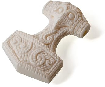 Fly Style Wikinger Schmuck: Thors Hammer Kettenanhänger aus Knochen - Mjölnir Amulett für Herren und Damen