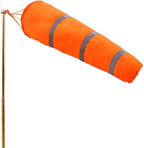 Anley 30 Zoll Windsack Ripstop Nylon Windrichtungsmessung Socktasche mit Reflexgürtel - Für den Außenbereich von Flughafen-Farm & Park - Orange 2,5 Fuß