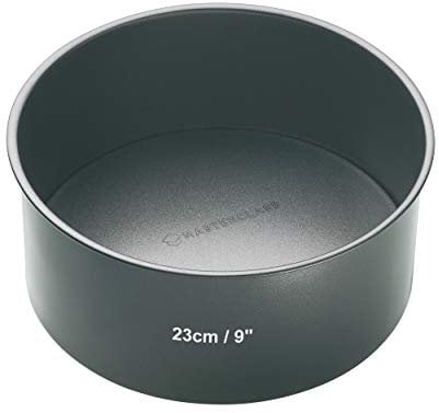 MasterClass Tiefe Kuchenform mit PTFE-, PFOA- und BPA-freiem Antihaftbeschichtung und losem Boden, 1 mm Kohlenstoffstahl, 23 cm/9 Zoll runde Form, grau