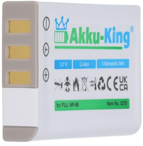 Akku-King Akku kompatibel mit Fuji NP-95, DB-90 - Li-Ion 1700mAh - für Fujifilm FinePix F30, F31fd, 3D W1, X-S1, X30, X31, X100, Ricoh GXR-S10, GXR-A12