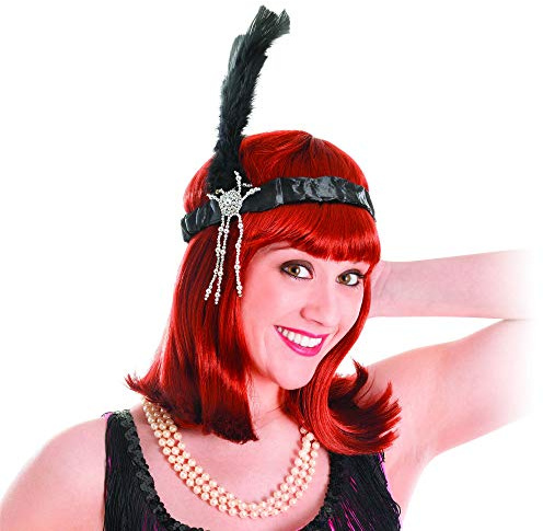 Fancy Dress, Black 20's Feather Flapper Head Band