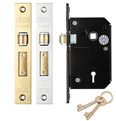 Zoo Hardware BS British Standard 5 Lever Chubb Retro-Fit Door Sashlock Lock (Satin Stainless, 80mm (3.1))