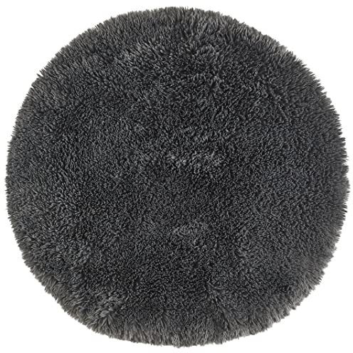 andiamo Kunstfell 4er Set Sitzkissen Alpa gemütliche Sitzunterlage 35mm Florhöhe weich und flauschiges Dekofell anthrazit 34 cm rund