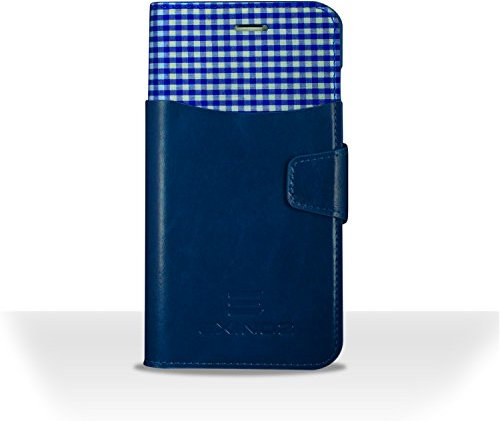 EXINOZ iPhone 6S Plus/iPhone 6 Plus Case - Premium Portemonnaie Lederhülle [BLAU]