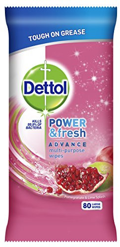 Dettol Power and Fresh Pomegranate Wipes (Pack of 4, Total 320)