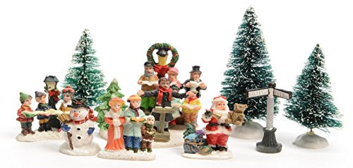 Kaemingk Figuren Dekofiguren Dorfbewohner Bäume Nikolaus Schneemann Weihnachten Tischdeko 9 TLG