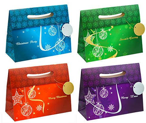 TSI Geschenktaschen mit Hot Stamping WEIHNACHTEN ELEGANT, Größe: Groß quer (HxBxT 26 x 32 x 13,5 cm), 12er Packung, Art. Nr. 86417
