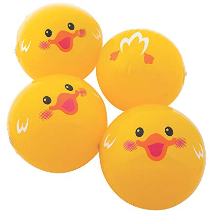Fun Express Rubber Ducks Beach Balls Set of 12 - Premium 11 Inch Inflatable Duck Pool Toys for Kids | Perfect for Cruise Ships, Pool Party Decorations & Beach Games | Bulk Water Toys Bundle