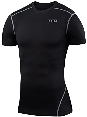 TCA Men's Pro Performance Compression Base Layer Short Sleeve Thermal Top - Black, S