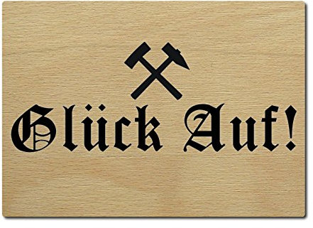 LUXECARDS Postkarte aus Holz GLÜCK AUF Bergbau Kumpel Steiger Ruhrpott Saarland