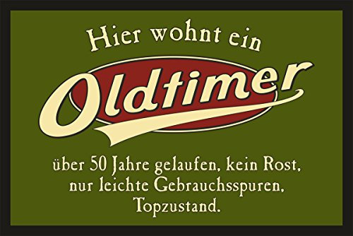 RAHMENLOS Fußmatte Türmatte Schmutzfangmatte mit Motiv: Hier wohnt EIN Oldtimer, zum 50. Geburtstag 214
