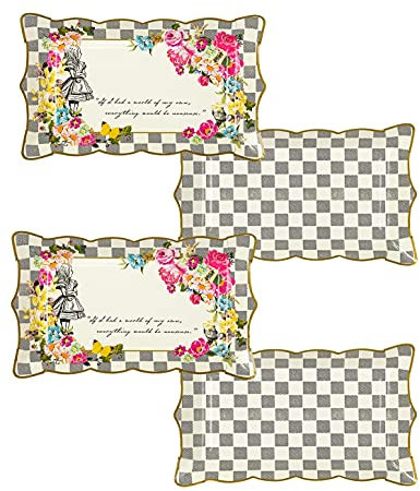 Talking Tables Truly Alice in Wonderland; Servierplatte für Geburtstage, Teekränzchen, Hochzeiten und Partys, Verrückte Hutmacher-Party, Bunt (4 pro Pack)