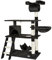 tectake Rascador para Gatos, 141cm, Árbol para Gatos multinivel, Torre para Gatos de Felpa y sisal, casa para Gatos con 4 Plataformas, Castillo Actividades Gatos, arranhador para Gatos - Negro