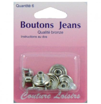 Hemline H466/SIL | Nickel/Silver Brass Jean Button | 16mm | 6 Sets by Hemline Haberdashery