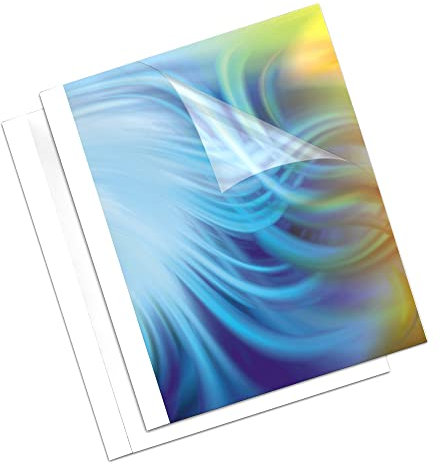 Fellowes Coverlight - 20 cubiertas para encuadernación térmica, 1.5 mm, transparente y blanco mate