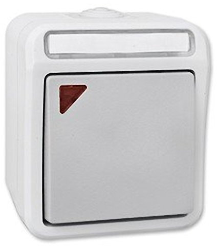 PK Peranova 102450 612891 Pera - Interruptor para ambientes húmedos, color gris claro