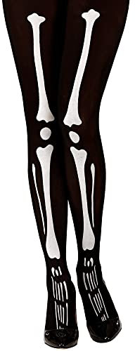 W WIDMANN MILANO Party Fashion - Collants Squelette, 40 DEN, Noir-Blanc, Halloween, Carnaval, Fête à thème