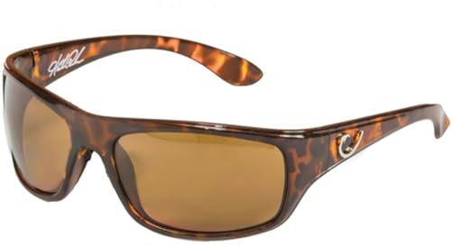 Mustad Sonnenbrille, Schildpatt-Rahmen mit bernsteinfarbenen Gläsern.
