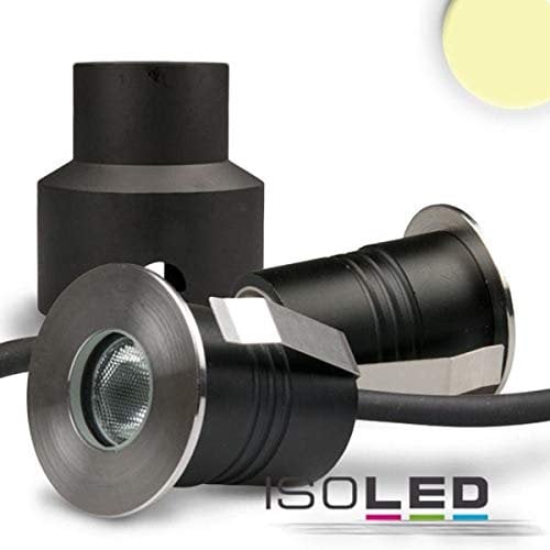 IsoLED LED Einbaustrahler, Edelstahl, 2 Watt, 60°, IP68, 12V AC/DC, warmweiss