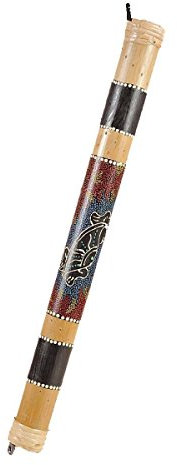 Regenmacher Rainstick Rainmaker Bambus Percussion Rhythmus bemalt Aborigine Dot Painting (40 cm)