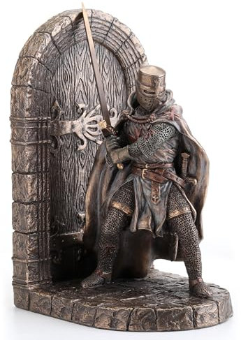 Armored Maltese crociato con spada di guardia porta singola Reggilibri in bronzo