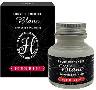 Jacques Herbin 13501T - A bottle of pigmented ink for fountain pens 30 ml, White colour - Made in France - Calligraphy - writing - Arts & Crafts - Creative