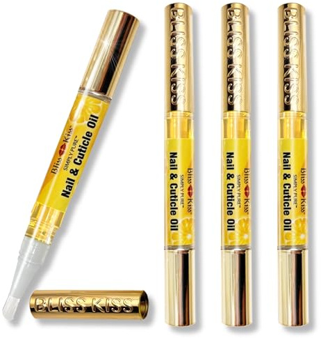 Bliss Kiss Simply Pure Cuticle & Nail Oil Starter Kit | 1 pack includes 4 (2ml) pens | Starter Kit Crisp Scent ST-CRI
