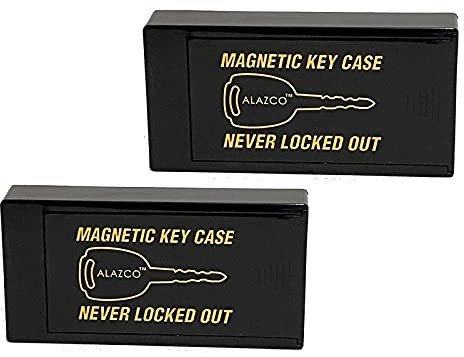 2 Hide A Key Magnetic Under Car Spare Key Holder So You Never Locked Out of Home Shed RV Boat Truck Office Storage Large ABS Case Key Hider Small Valubles Premium Magnet By ALAZCO