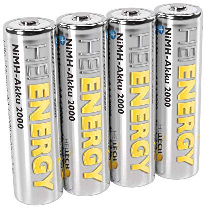 HEITECH vorgeladener 4er Pack NIMH-Akku Mignon/AA / HR06 2000 mAh 1,2V - Wiederaufladbare Batterien mit geringer Selbstentladung - Akkus für Geräte mit hohem Stromverbrauch