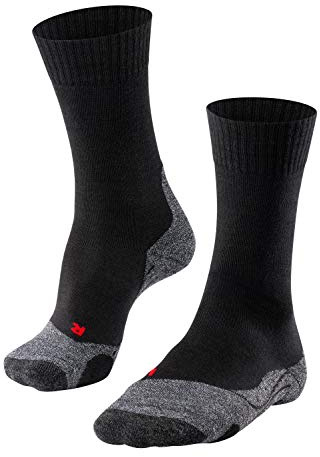 FALKE TK2 Explore W So lana hilo funcional antiampollas gruesos 1 par, Calcetines para senderismo Mujer, Negro Black-Mix 3010, 39-40