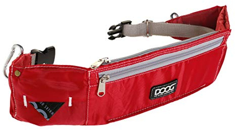 DOOG Hunde-Spazierganggürtel – Leckerli- und Trainingsgürtel mit integrierten Duftkotbeuteln, robusten Karabinern und verstellbarem Hüftgurt zum Joggen und Wandern (Rot)