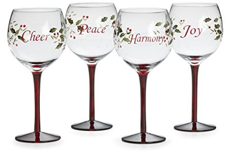 Pfaltzgraff Winterberry Harmony/Peace/Cheer/Joy Bicchieri da vino (set da 4)