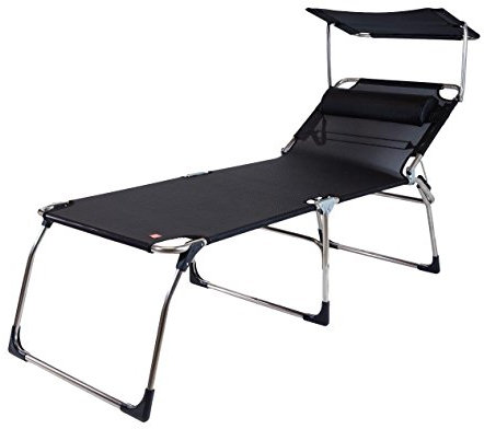 Jan Kurtz Fiam Amigo Big 50+ Sun Sonnenliege Klappliege Fiam 3-Beinliege Textilene schwarz mit Nackenrolle und Sonnendach zum setpreis
