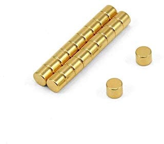 First4magnets F0504G-20 5mm Durchmesser x 4mm dicken N35 Neodym-Magneten - 0,66 kg ziehen (Gold plattiert) (Packung mit 20), Silver, 25 x 10 x 3 cm, Stück