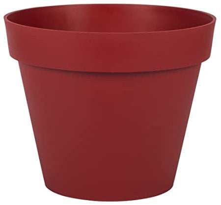 EDA - Pot de Fleur Rond Toscane Ø 30 cm - Volume 10 L - Ø 29,5 x H.24 cm - Rouge Rubis