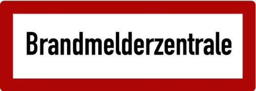 LEMAX® Aufkleber Feuerwehrschild, Brandmelderzentrale - DIN 4066 Folie selbstklebend weiß/schwarz/Randfarbe: rot 297x105mm