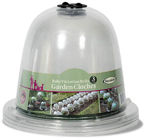 Haxnicks Bell050101 Lot de 3 cloches de jardin transparentes Bébé 25 x 20 cm transparent