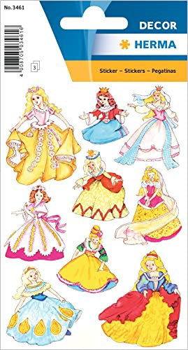 HERMA 3461 Aufkleber Prinzessin klein groß, 27 Stück, Mädchen Sticker mit Princess Motiv, Kinder Etiketten für Fotoalbum Tagebuch Poesiealbum Scrapbooking Geburtstag Deko Briefe DIY Basteln