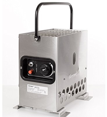 Gazcamp Heatbox 2000 Edelstahl 50 mbar Set *Tasche schwarz/Regler* Zeltheizung Campingheizung Anglerheizung Jadgheizung