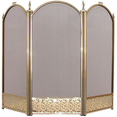 Inglenook Fireside 3 Panel FIRE SCREEN/FIREPLACE SPARK GUARD Brass 25 (Fire08)