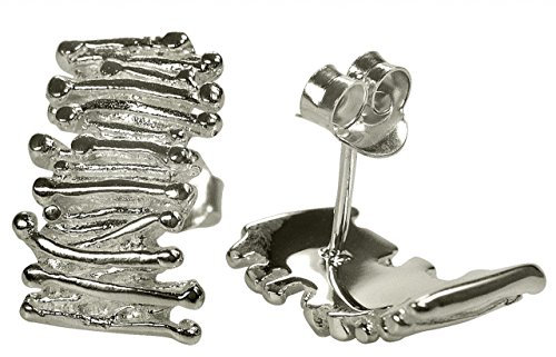 SILBERMOOS Damen Ohrstecker Rechteck Stäbchen Streifen matt Sterling Silber 925 Ohrringe