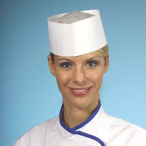 PAPSTAR 100 Einweg Papier Schiffchen Mütze weiß größenverstellbar, ideal für Küchenpersonal oder den Einsatz in der Lebensmittelproduktion oder Laboren