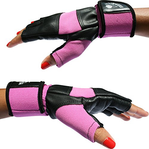 Nordic Lifting Fitness-Handschuhe mit 30cm Handgelenkschutz - Ideal für Workout - Geeignet für Herren & Damen - S, Pink