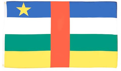 AZ FLAG - Bandera República Centroafricana - 90x60 cm - Bandera Centroafricana 100% Poliéster Con Ojales de Metal integrados - 50g - Colores Vivos Y Resistente A La Decoloración