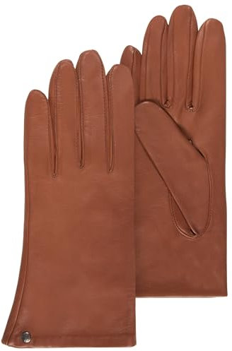 ISOTONER Gants cuir doublés soie femme,Brun,7.5 (M)