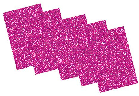 folia-Glitter Gomma espansa II su Un Lato Autoadesivo, 5 Fogli Rosa da 20 x 29 cm, Circa 2 mm di Spessore, per Decorare e Creare Adesivi, Colore, 231923