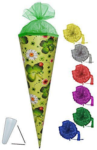 alles-meine.de GmbH Schultüte - Marienkäfer Viel Glück - 50 cm - incl. Schleife - mit Tüllabschluß - Zuckertüte - mit/ohne Kunststoff Spitze - für Mädchen & Jungen - Kleebl..