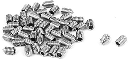 sourcing map Vis Pointeau Conique pour Poignée de Porte Vis Sans Tête Hexagonale M3 x 5mm hexagonale ton argent 50 pièces